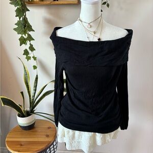 Express Black Off-the-Shoulder Sweater